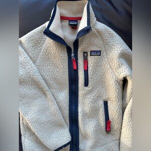 Patagonia Beige Fleece with Navy and Red Accents